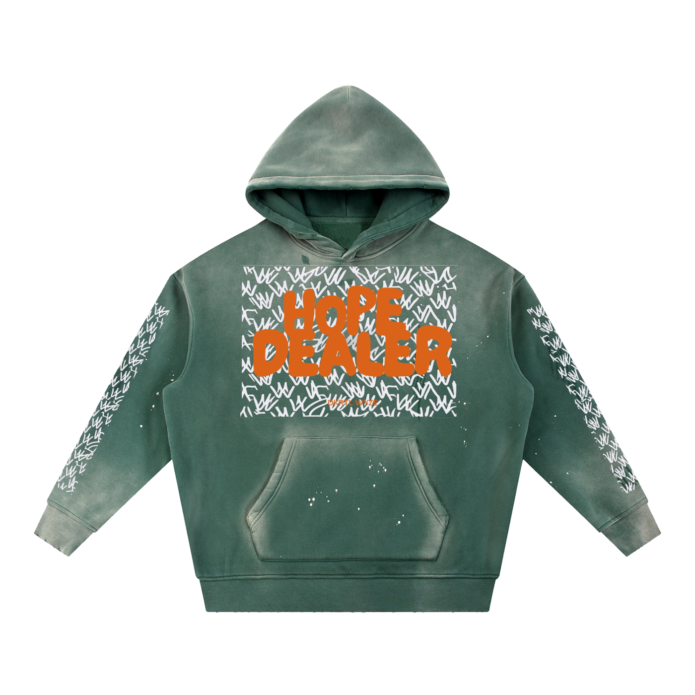 Vintage Washed Frayed Fleece Hoodie