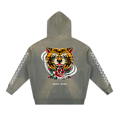 Vintage Washed Frayed Fleece Hoodie