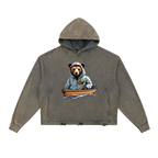 Vintage Washed Frayed-Hem Hoodie