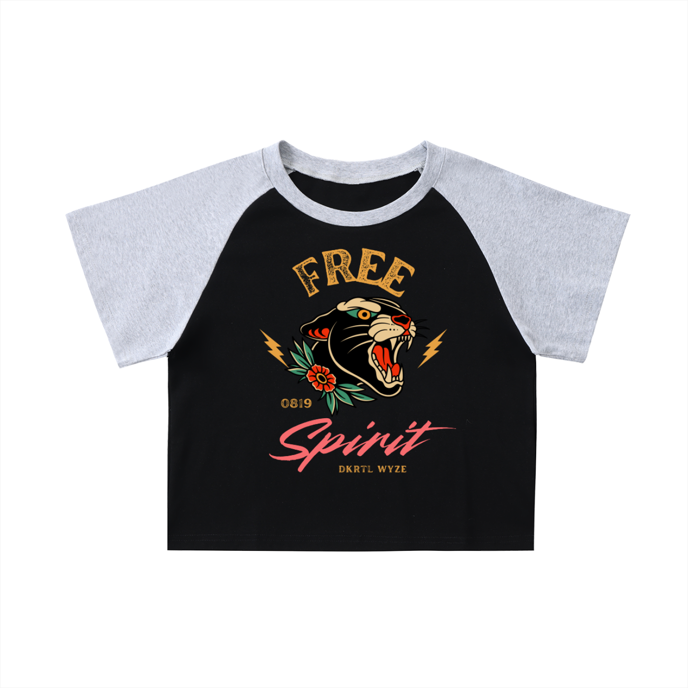Color-Blocked Raglan Sleeve Crop Top