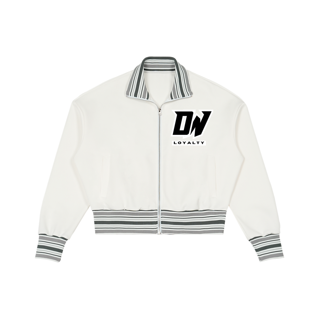 Striped Rib Collar Zip Jacket