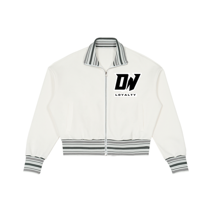 Striped Rib Collar Zip Jacket