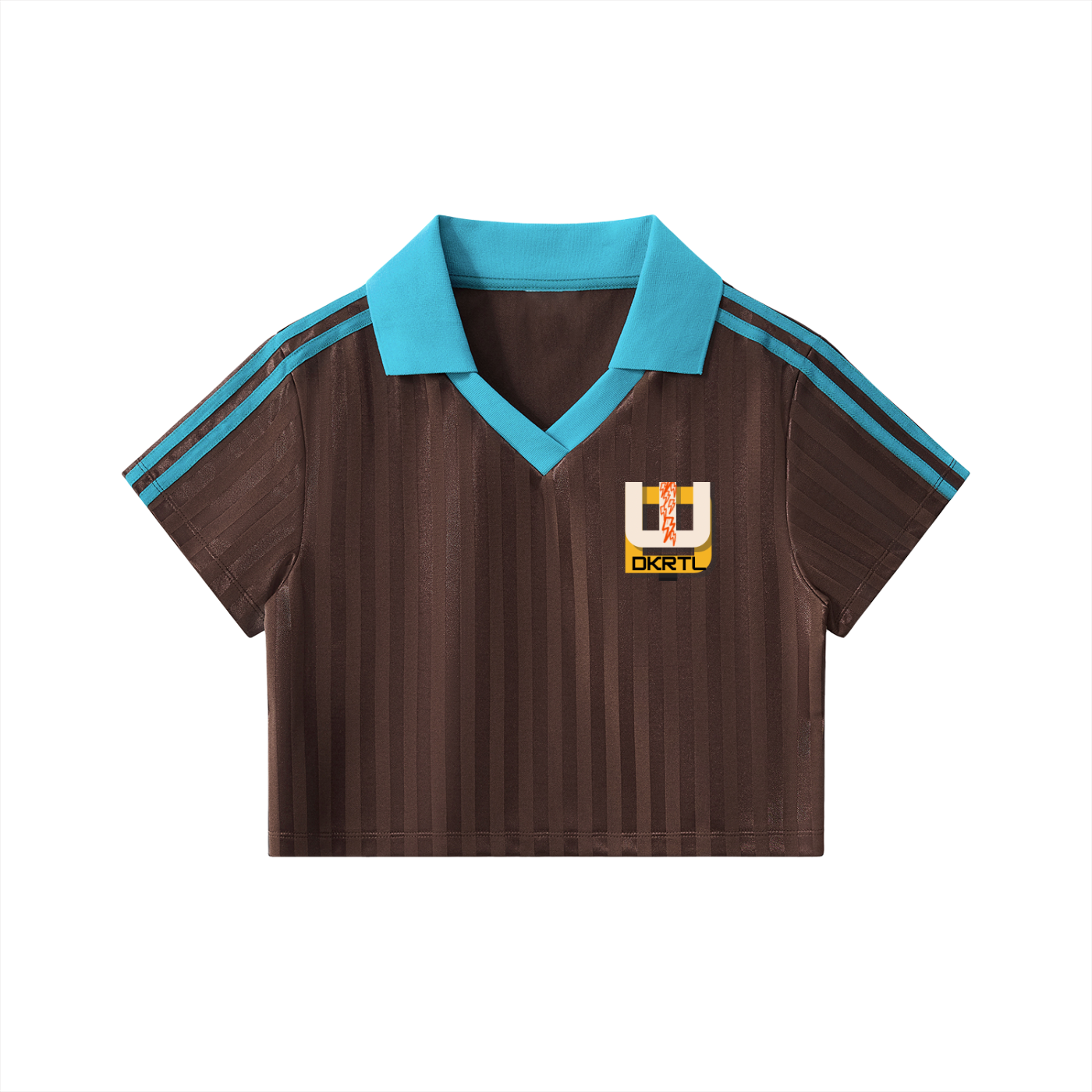 Contrast Collar Striped Cropped Jersey