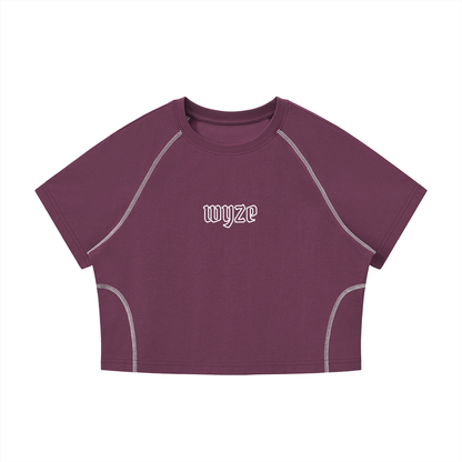 Women's Contrast Stitch Raglan Crop T-Shirt