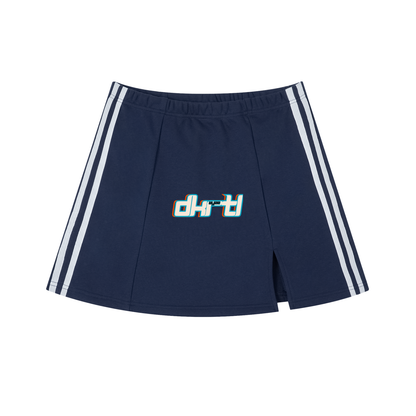 Contrast Side Stripe Slit Skirt