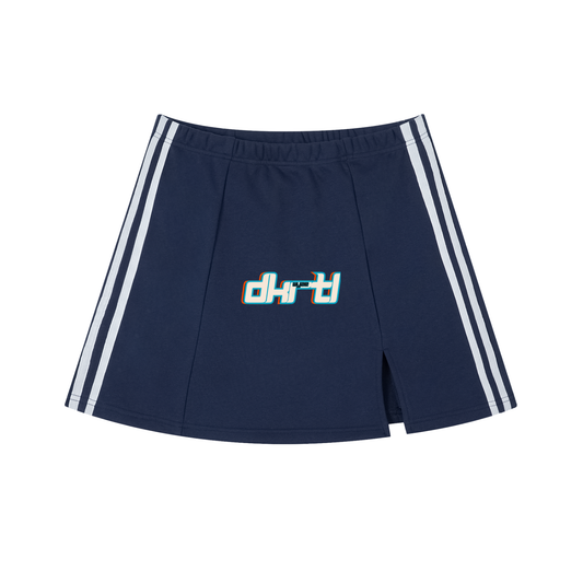 Contrast Side Stripe Slit Skirt