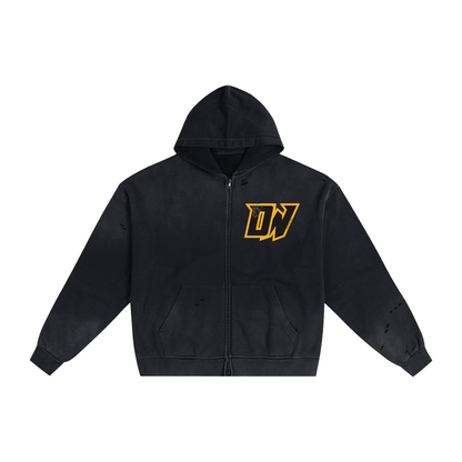 Hand-Frayed Sunfade Zip Hoodie