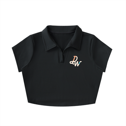 V-Neck Lapel Crop Top