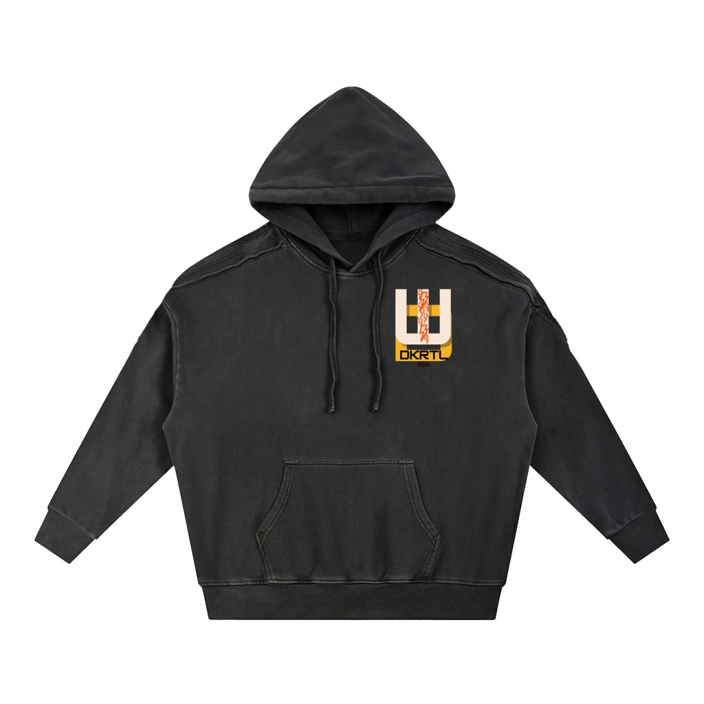 Snow Washed Tape Raw Edge Hoodie