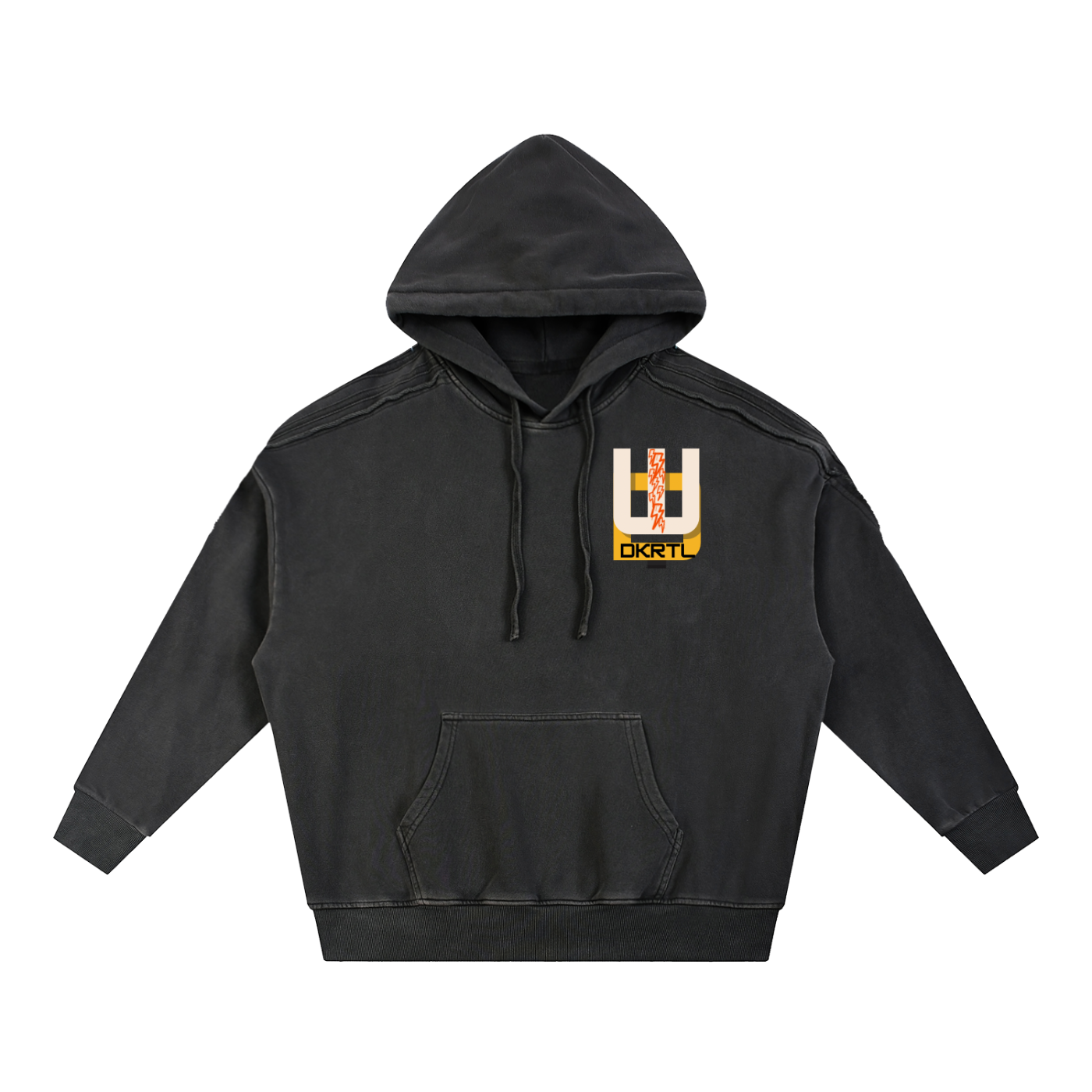 Snow Washed Tape Raw Edge Hoodie