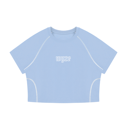 Women's Contrast Stitch Raglan Crop T-Shirt