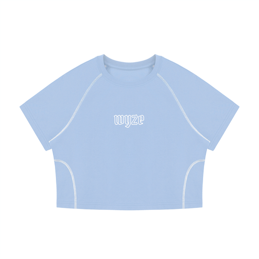 Women's Contrast Stitch Raglan Crop T-Shirt
