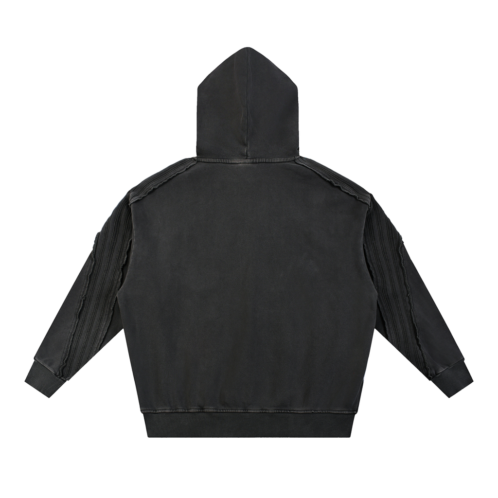 Snow Washed Tape Raw Edge Hoodie