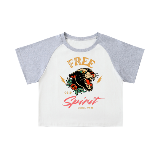 Color-Blocked Raglan Sleeve Crop Top