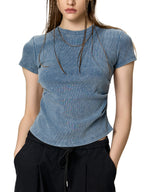Vintaged-Wash Bodycon Cotton T-Shirt