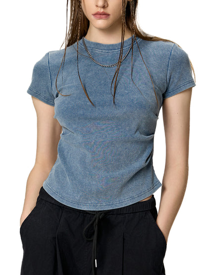 Vintage Washed Bodycon Cotton T-Shirt