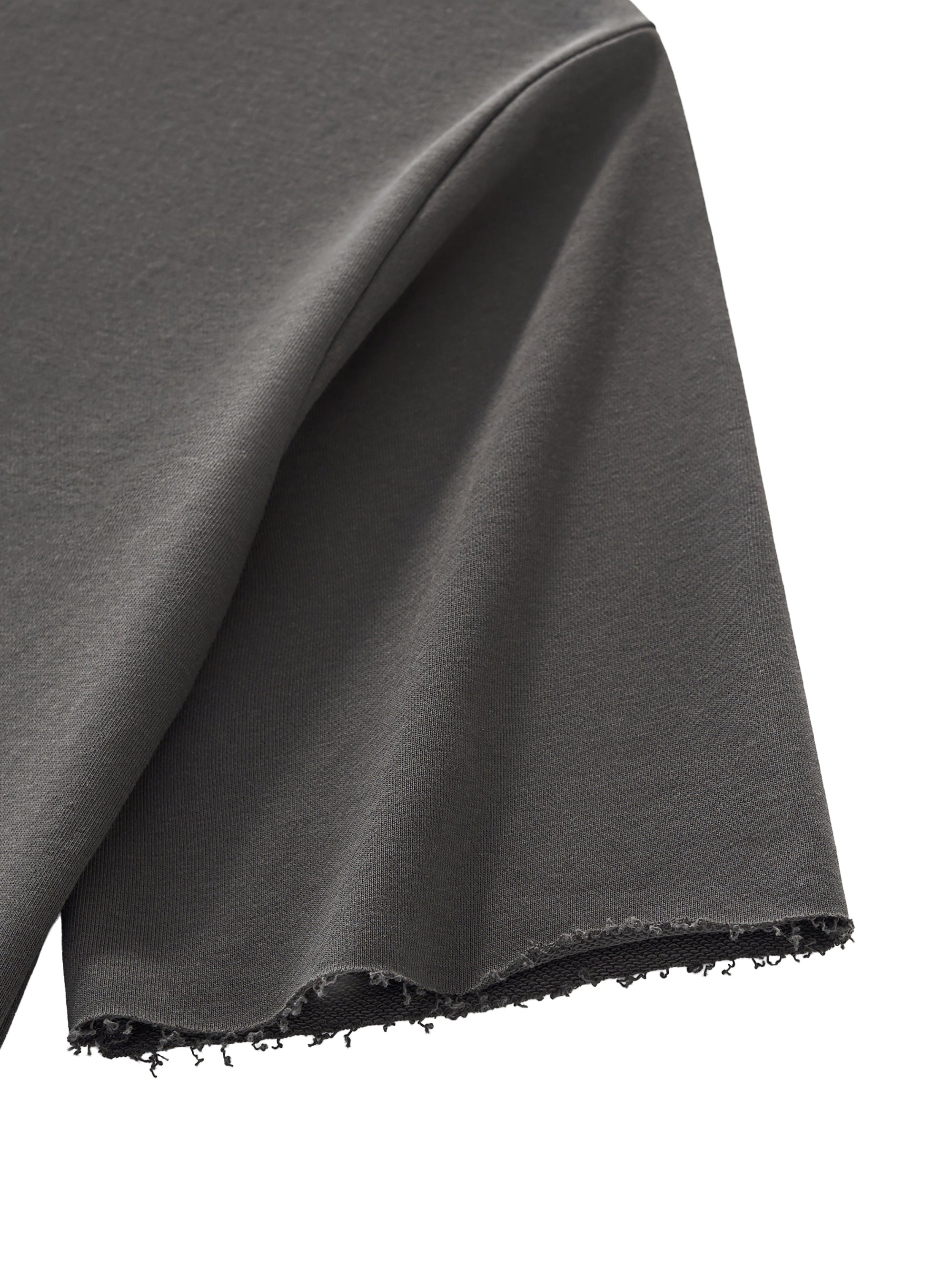 Boxy Half-Sleeve Raw-Edge T-Shirt