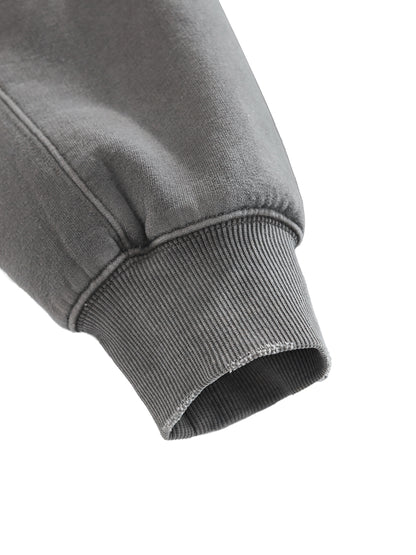 Frayed Enzyme Washed Fleece Hoodie