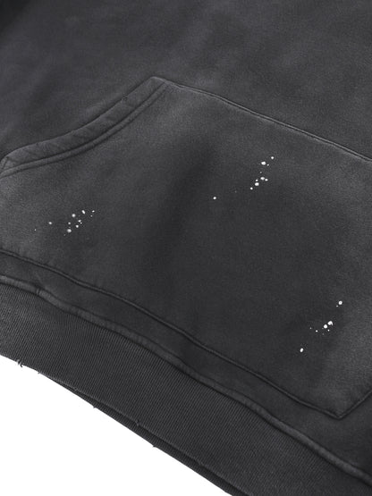 Vintage Washed Frayed Fleece Hoodie