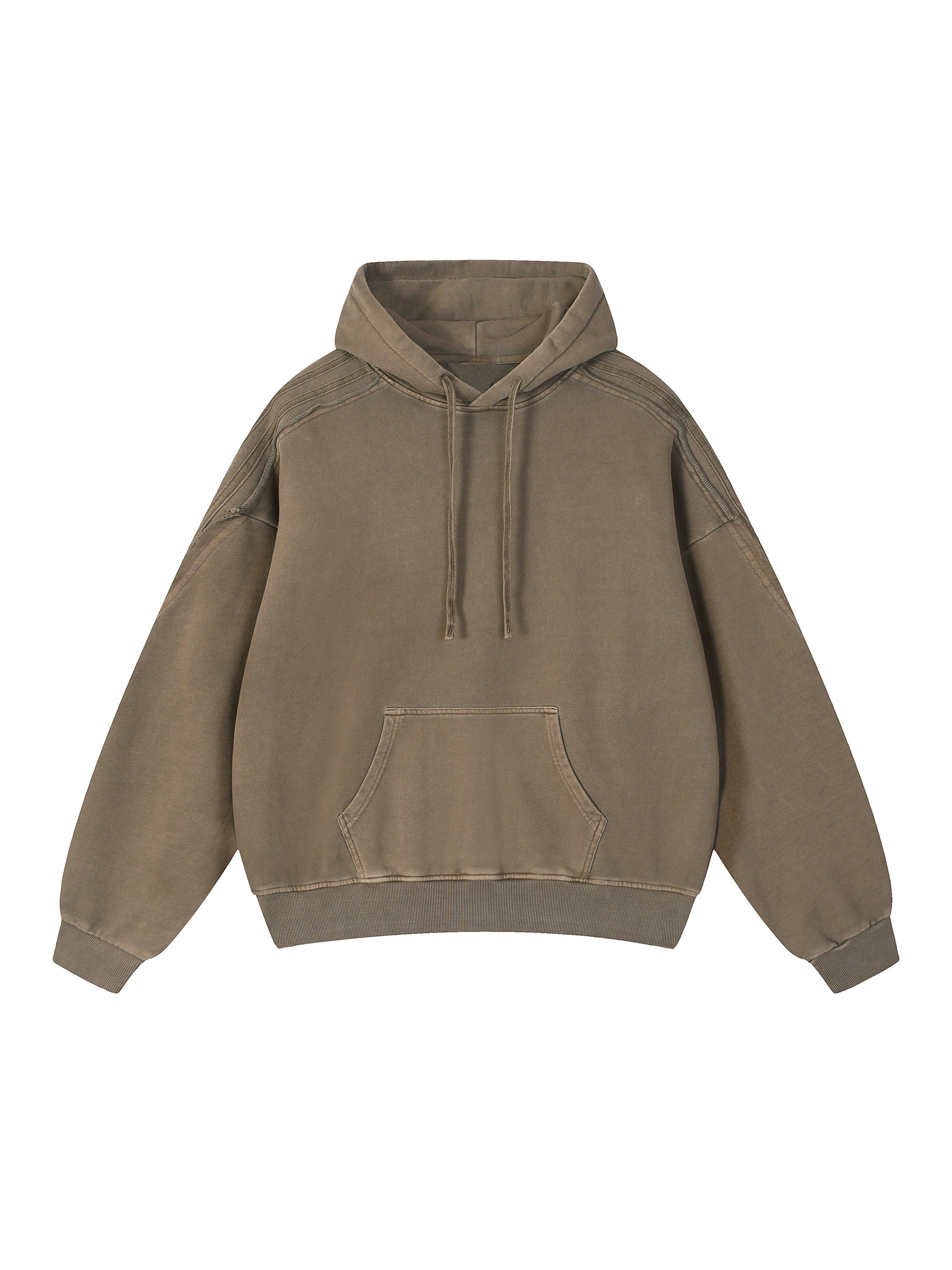 Snow Washed Tape Raw Edge Hoodie