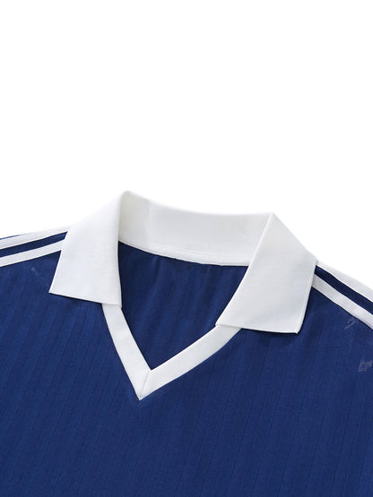 Contrast Collar Striped Soccer Jersey
