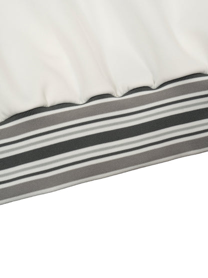 Striped Rib Collar Zip Jacket