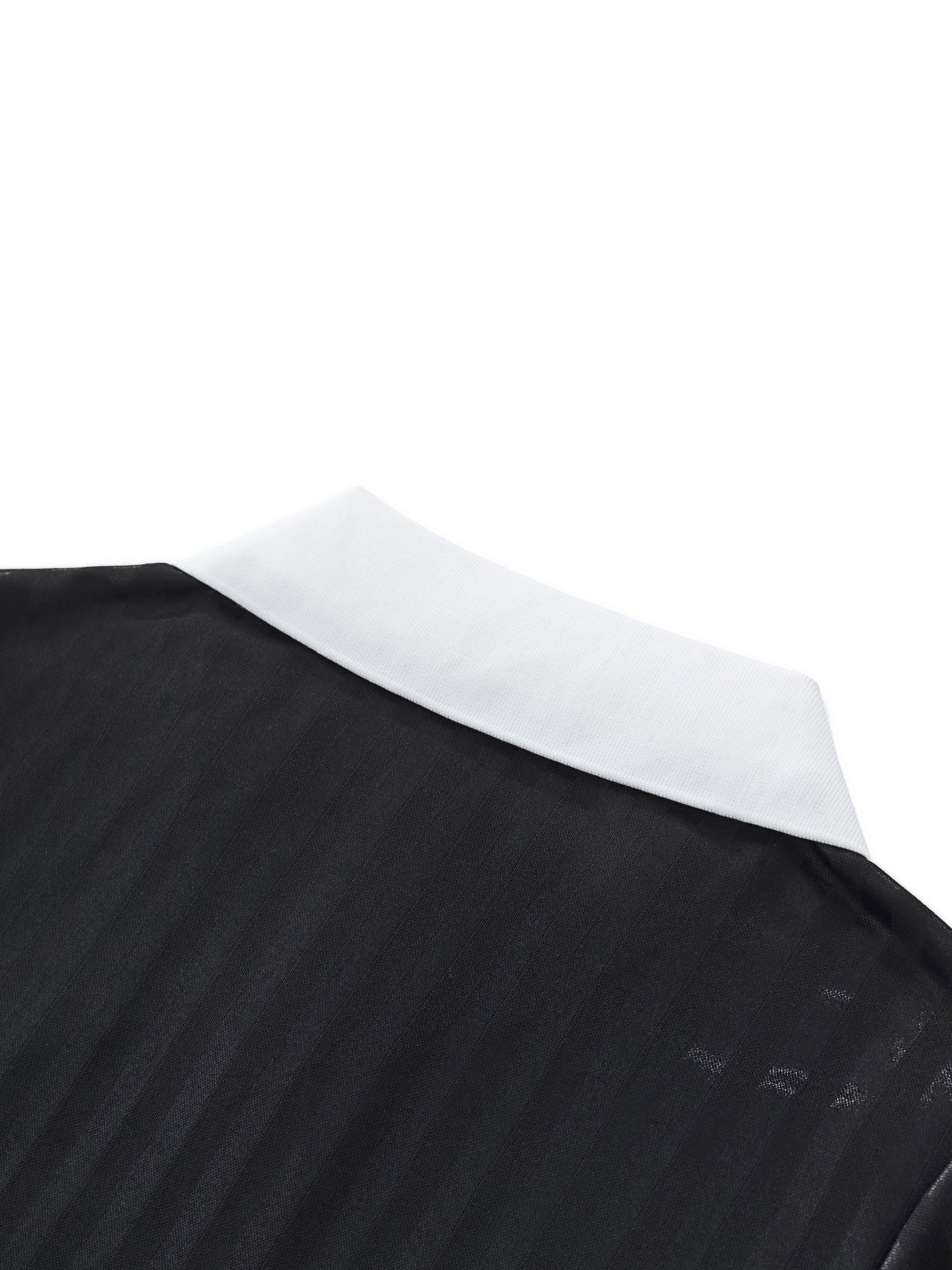 Contrast Collar Striped Cropped Jersey