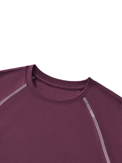 Women's Contrast Stitch Raglan Crop T-Shirt